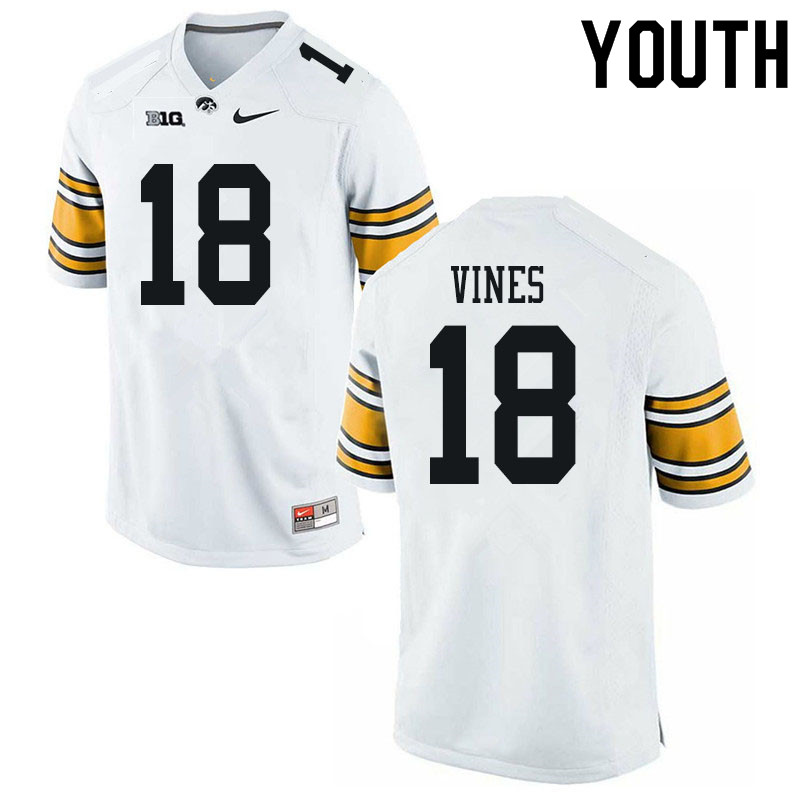 Youth #18 Diante Vines Iowa Hawkeyes College Football Jerseys Sale-White - Click Image to Close